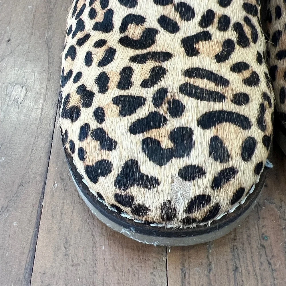 Mini Boden calf hair leather leopard side zip ankle boots eu 35 US 3